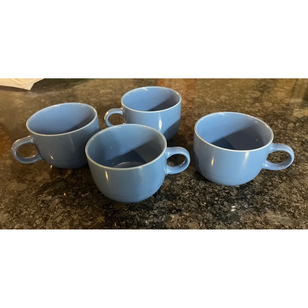 Set of 4 vintage RS Japan 8oz Ceramic coffee mugs‎ Tea Cups Blue